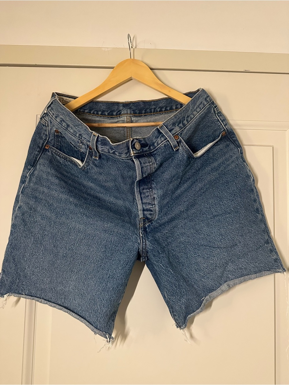 Levi's Medium Blue High-Waist Denim Shorts